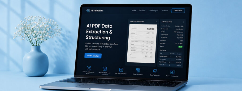 AI PDF data extraction interface